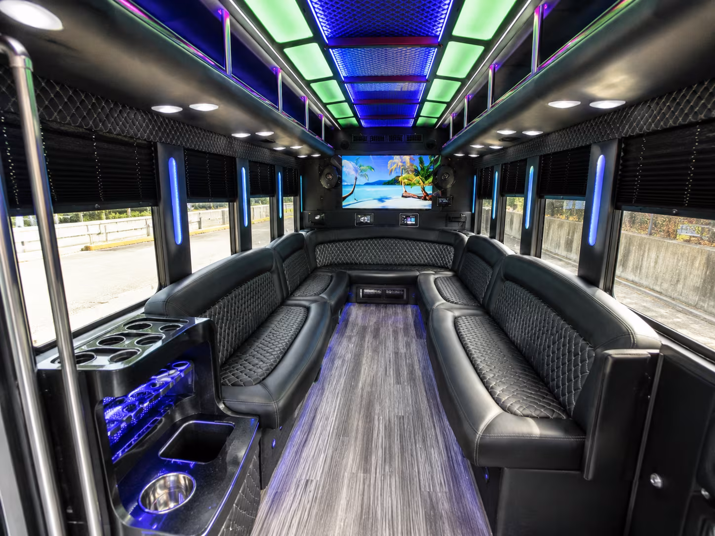 ogden 18 passenger party bus inside